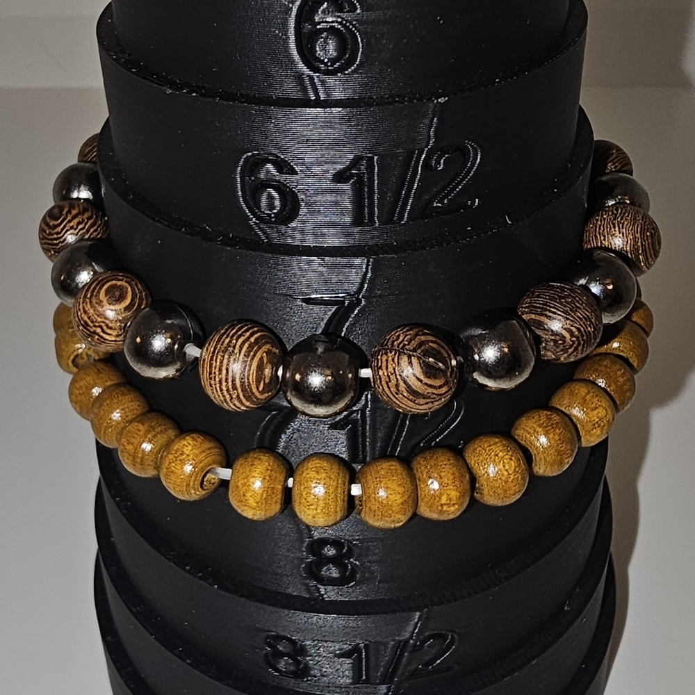 Wooden Light And Dark Beaded Bracelets